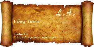 Lővy Anna névjegykártya
